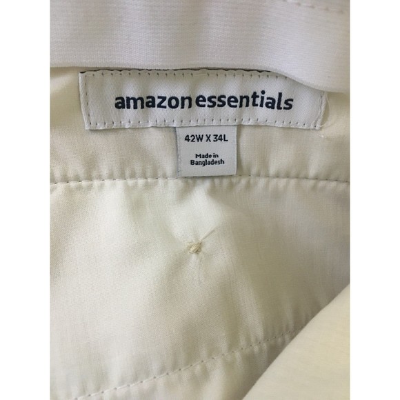 Amazon Essentials Casual Pants Men's Size 42W X 34L Beige Flat Front - Picture 3 of 9